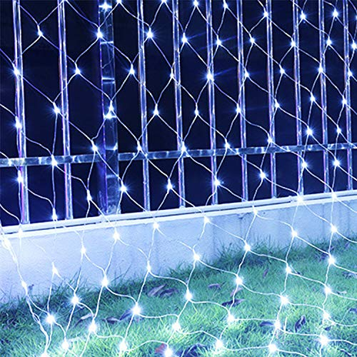 Eulenke lichternetz außen & innen 4.5x1.6m, 300 LEDs Kaltes Weiß, 8 Modi + Memory-Funktion, IP44, Kann mehrere lichterkette netz verbinden, Dekoration von Gärten und Häusern verwendet werden