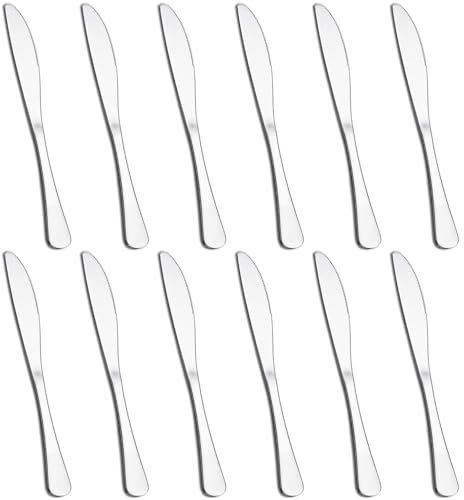 PionStar 12P Dinner Knives, Stainless Steel Cutlery knives Set of 12, (21.2cm/8.4inch), Dishwasher Safe/Mirror polished, Butter Knife/Table Knife for kitchen or Home