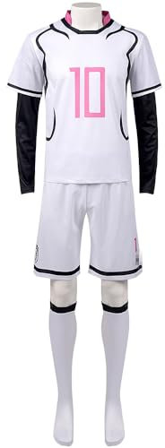 Zhongkaihua Anime Blue Lock Cosplay Football Outfit Itoshi SAE Jersey Football Sport Training Suits Sportswear Shorts Kits and Socks for Halloween Dress Up Costume Full Sets