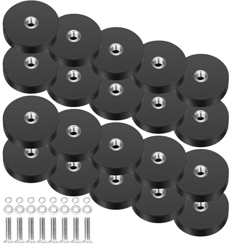 Wukong Gummiert Magnete, Ø 22mm | 20 Stück | M4 Flacher Faden, Extra Stark Neodym Magnete Anti-Rutsch Größe Magnete für Fahrzeuge, Lampen, Befestigen von Werkzeugen