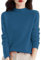 Sderg Pure Cashmere Long Sleeve Ladies Jumpers Size 12-14 Solid Color Womens Semi High Neck Warm Loose Winter Sweater Today's Deals Blue