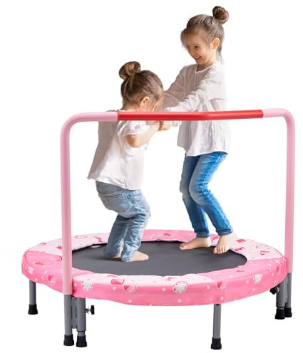 VEVOR Mini Trampoline Pliable pour Enfant, 955 x 750 mm, Fitness rebounder pour Tout-Petits avec poignée, Cadeau d'anniversaire pour Enfants de 3 Ans et Plus, garçons et Filles pour s'amuser, Rouge