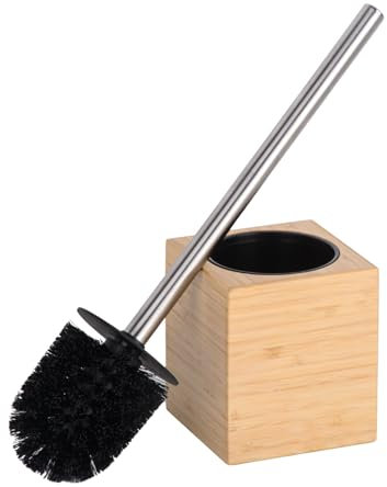 Clasin Home Toilet Bowl Brush Holder with Bamboo and Stainless Steel for Durable Use, Toilet Scrubber Brush with Long Handle for Easy Deep Cleaning, Compact Hidden Bathroom Toilet Cleaner Brush Set