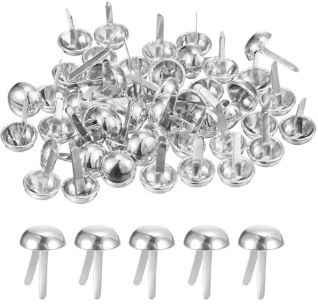 QUARKZMAN 50 pezzi Piedini per Borsa con Spuntoni, Chiodi per Borsa Rotondi da 12mm, Spuntoni per Borsa con Rivetti a Punta per Borsa Borsetta Abbigliamento Fai-da-Te in Pelle, Argento