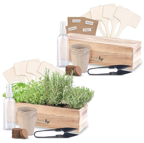 Royal Gardineer Anzuchtset für Pflanzen: 2er-Set Geschenkboxen Anzuchtsets italienische Kräuter (Pflanzen Samen Sets, Samen-Anzuchtkit, Gewürz)
