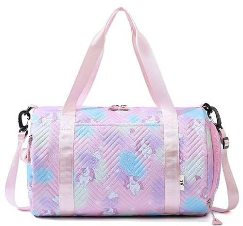 Sporttasche Kinder Reisetasche Damen, Schwimmtasche Mädchen Sporttasche Mit Schuhfach & Nassfach, Wasserdicht Turnbeutel, Yoga Gym Bag, Fitnesstasche, Sportrucksack, Trainingstasche (Rosa)