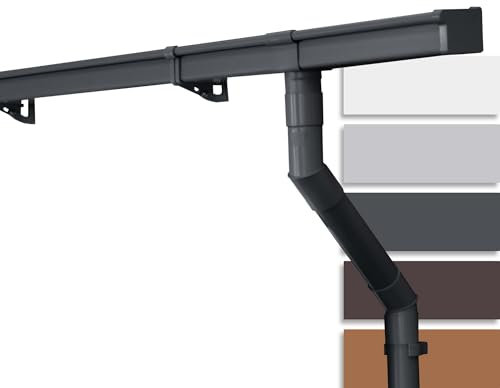 INEFA 5m Guttering Kit 68mm Box Gutter Anthracite Plastic Rain Gutter Mono-Pitch Roof