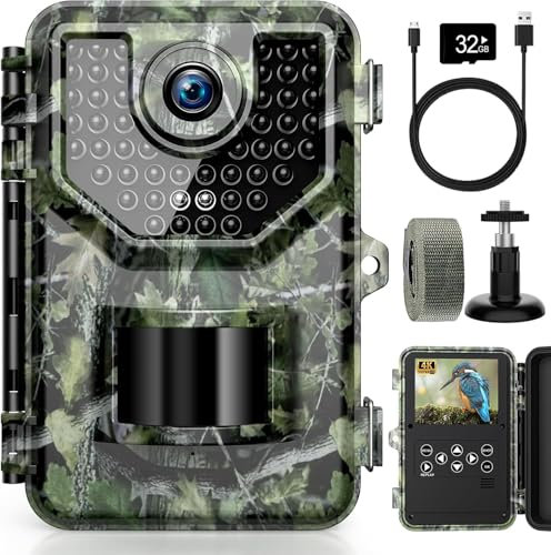 Fototrappola 4K 48MP, Fotocamera Notturna con IR Visione 120° Ultra Grandangolo, Sensore di Movimento 0,2s Tempo di Attivazione, Foto trappola per videosorveglianza Impermeabile e Antipolvere IP66