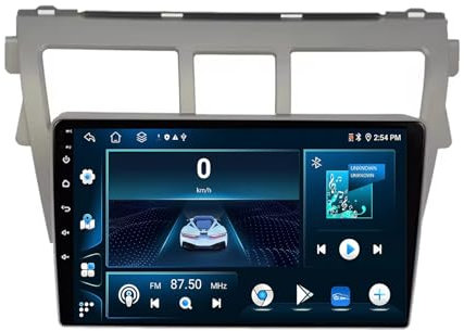 9 Pollici Android 13 Autoradio per Toyota VIOS Yaris 2007-2012 Navigazione GPS Touch screen con Bluetooth SWC FM RDS Radio AHD WIFI DVR Ventola di raffreddamento(2+32G)