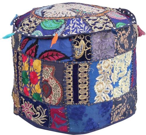 Arprani Ottoman Pouf Cover Dekorative Patchwork Bequeme Ottomane Ethno Baumwolle Kissen Sitzsack Designs Boden Bestickt Pouf Bezug