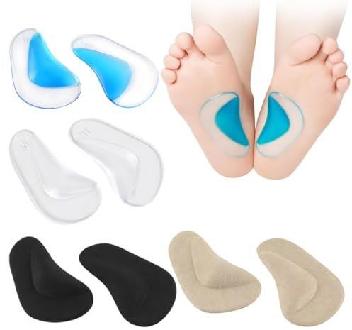 4 Paia Solette Ortopediche per Plantare Piede Cavo, Solette Arco Plantare in Silicone, Fascite Plantare Supporto, Plantari Ortopedici per Piedi Piatti, S