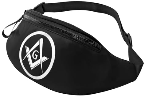 Freimaurer-Logo Bauchtasche Verstellbarer Hüfttasche Mit Reißverschluss Beutel Für Radfahren Wandern Arbeit 14X35Cm