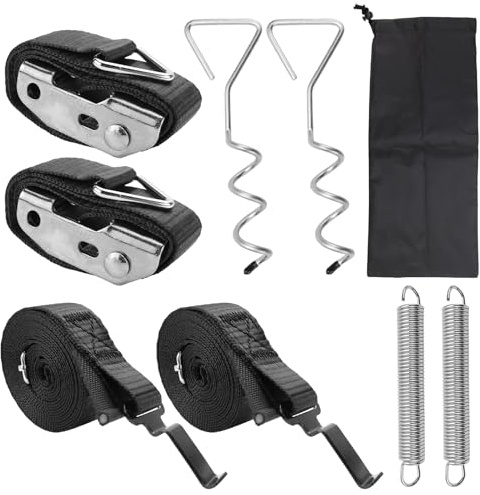 Raxfekro Sturmband Markisen Sturmsicherung Set für Vorzelt, inkl. Erdanker, Spanngurte & Haken, Kompatibel mit Thule, Fiamma, Omnistor & Anderen Wohnmobil-Markisen | Vorzeltsets & Camping Zubehör