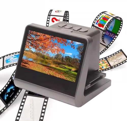 Digital Film Scanner, 48MP Slide and Negative Digitizer with 5” LCD Screen, Built-in 16GB for Color and Black & White Negatives and 35mm Slides