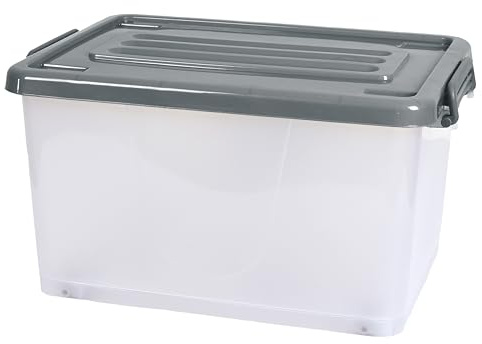 JE CHERCHE UNE IDEE Camping-Laterne LED Zeltlampe Faltbar Grau | Rollbare Aufbewahrungsbox aus Kunststoff, 35 Liter, 47 x 33,5 x 25,7 cm, platzsparend, für Zuhause, halbtransparent