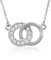 Damen-Collier Doppelring 925 Sterling Silber 12 Zirkonia 45cm lang Silberkette Halskette Kette Ringe
