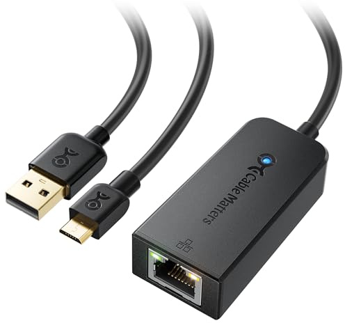Cable Matters Adaptateur micro USB vers Ethernet, adaptateur Fire Stick | Jusqu'à 300 Mbps, compatible avec Fire TV Stick, Chromecast Gen 1-3, Google Home Mini, pas pour Roku