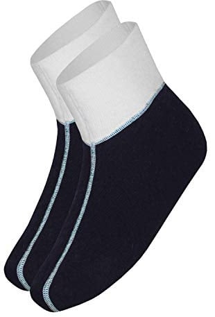 wobera Angora Fußwärmer oder Bettschuhe mit 75% Angora (Gr. 3 (43-46), Farbe: marine mit weißem Bündchen)