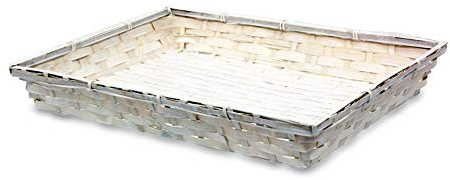 MIMBRE NATURAL Bandeja Viva Blanca Lacada de Bambú para Decoración y Almacenaje. Lotes de Productos (44 × 33 × 7)
