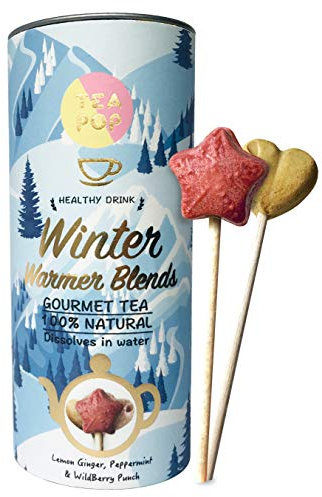TEA On-A-Stick, scatola regalo assortita da tè, delizioso tè gourmet cristallizzato in un pop, realizzato con pianta, frutta ed erbe, si dissolve completamente in acqua. (Tè d'inverno)