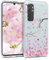 kwmobile Case kompatibel mit Xiaomi Mi Note 10 Lite - Hülle Silikon transparent Kirschblütenblätter Rosa Dunkelbraun Transparent