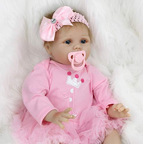 ZIYIUI Reborn Babys Mädchen,Babypuppen Lebensecht 22 Zoll 55cm,Weiches Silikon-Vinyl,Neugeborene Babypuppen wie echt