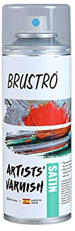 Brustro Artist's Varnish Spray Can|200ml|Satin Finish|Perfect Coating on Acrylic Painting,Watercolours,Oil Paints,Non-Yellowing,Non Toxic,Transparent,Canvas,Paper, Artwork Protection.