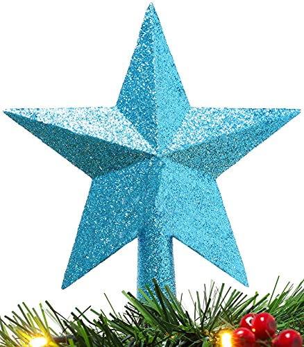 Christmas Concepts® 20cm Glitzer-Baumkronen-Sterndekoration – Weihnachtsbaumspitze (Türkis)