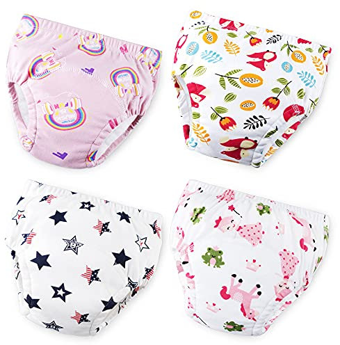 Heekcaa Töpfchentrainingsunterwäsche Mädchen 2T, 3T, 4T, Kleinkind-Unterwäsche für Babys und Mädchen, 4 Stück, Rose, 4 Jahre