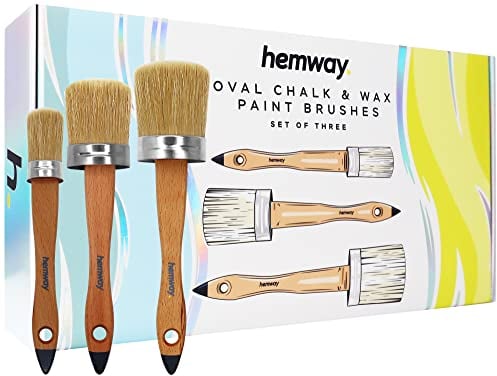 Hemway Premium Handmade Oval Chalk, Lacquer & Wax Paint Brush Set (Pack of 3) | Brushes for Painting or Waxing Furniture, Walls, Ceiling & Floors | DIY Tools for Upcycling or a Shabby Chic Finish