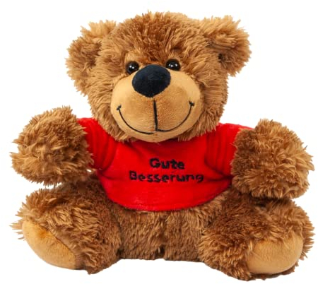 Bär mit roten Shirt Gute Besserung 16 cm Teddybär