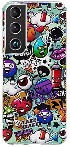 DasKAn Compatibile con Samsung Galaxy S21 FE 5G Luminoso Silicone Cover Luore nel Nero Fluorescente Disegno Colorato Antiurto Ultra Mince Morbida Gel TPU Custodia Protettiva Graffiti