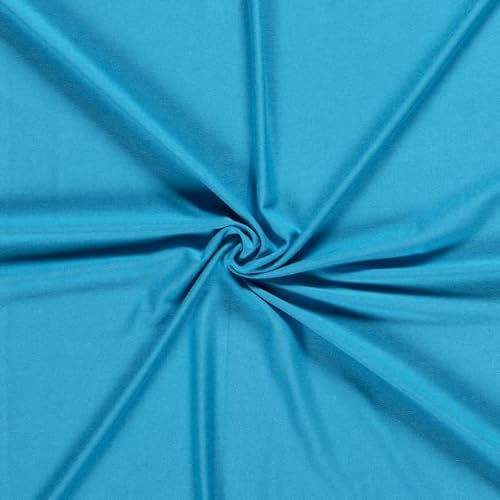 Viskose-Jersey-IDA-200 g/QM-96 Prozent Viskose-Kleiderstoff, Nähen, Stoffe, Viskosestoff-ca.150 cm Breite-50 cm Schritte-Meterware-Oekotex Standard 100 (Türkis-3-IDA)