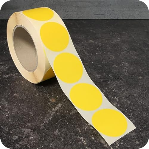 SPRINTIS Klebepunkte 40 mm, gelb, 1000 Stück Markierungspunkte selbstklebend auf Rolle, Punkte Aufkleber aus Papier für Büro und Lager