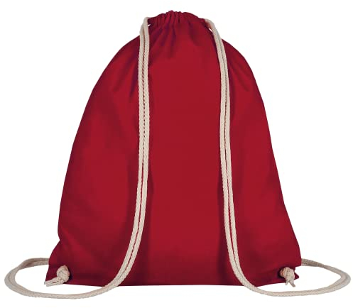 TEXXILLA 10er Pack Turnbeutel - Oeko-TEX 100 Zertifiziert | mit robusten Zugbändern | 38x46cm | Jutebeutel | Einkaufstasche | unbedruckt, Farbe:dunkelrot, Größe:10 Stück