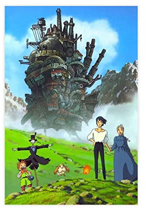Howl's Moving Castle Japanische Anime-Film-Tapete, Wandkunst, Poster, Wandkunst, Dekoration, Druck, Bild, Gemälde für Wohnzimmer, Schlafzimmer, Dekoration, Rahmen-Stil, 20 x 30 cm