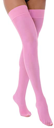 Inhzoy Calze Lucide Trasparenti da Donna Sottili a Tinta Unita Autoreggenti per Reggicalze Pantyhose Antiscivolo Sexy Lingerie per San Valentino Natale Rosa Taglia Unica