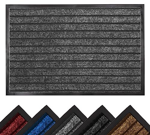 Imperial Rooms Grey Door Mat Non Slip – Rubber mat 60x90cm Machine Washable Door Matts indoor Dirt Trapper Super Absorbent Door Mats Outdoor
