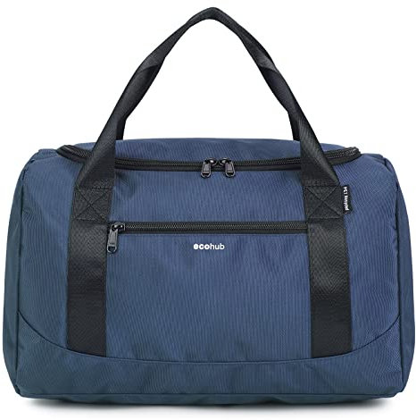 ECOHUB 20L Handgepäck Tasche, für Ryanair handgepäck 40x20x25, Faltbare Reisetasche Handgepäck Flugzeug, Wasserabweisend Sporttasche Klein, Weekender Tasche Herren Damen(Blau)