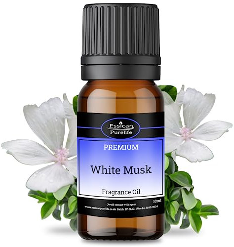White Musk Fragrance Oil for Aromatherapy Diffuser, Candle Making, Potpourri, Soap, Slime, Bath Bomb & Air Freshener - Vegan & UK Made Essential Oil - 10ml