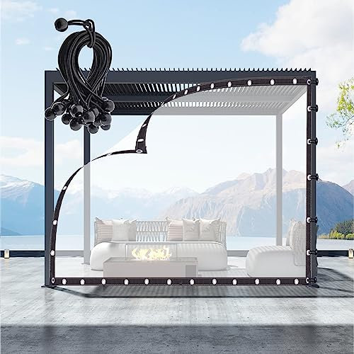 QSTGX Gazebo Pannelli Laterali Tende da Esterno Tende Divisorie in Tela Cerata Impermeabile per Balcone, Tetto, Pergola, con Occhielli (Color : Transparent, Size : 2.5x2m)