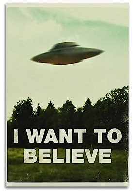 KWID Vintage Poster I Want To Believe UFO Poster Dekorative Malerei Leinwand 50 x 75 cm