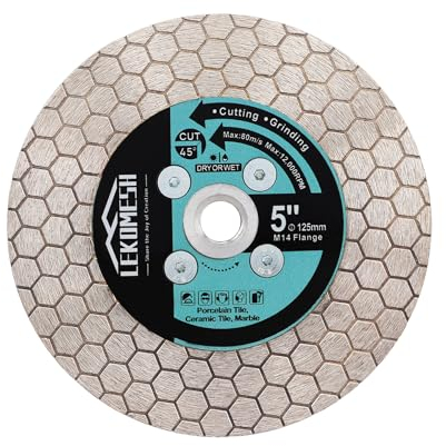 Disque Diamant Carrelage 125mm LEKOMESH - Lame de Scie Diamant Extra Fin Lame Diamantée à Tronçonner Ceramique,Tuiles,Marbre,Granit,Pierre Artificielle,Filetage M14