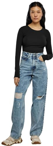 Urban Classics Ladies Stretch Jersey Longsleeve Body Frauen Langarmshirt schwarz L