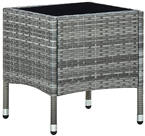 FIRBNUS Gartentisch, Grau, 40 x 40 x 45 cm, Polyrattan, Gartentisch, Rattan, quadratischer Gartentisch, Couchtisch, Gartenmöbel