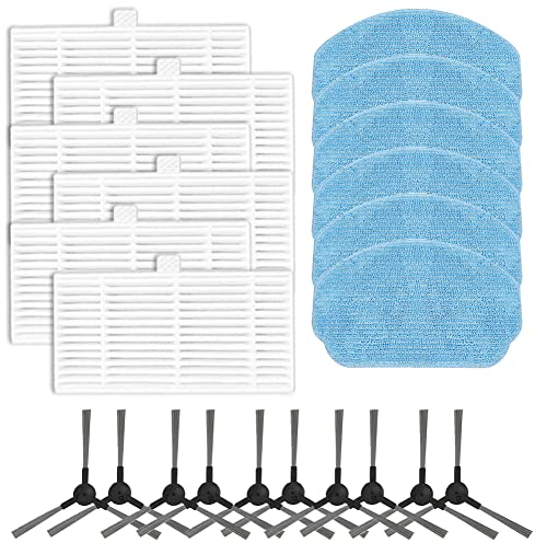 Ersatzteile, kompatibel mit MAMNV BR150 BR151 2-in-1 Roboter-Staubsauger, 6 HEPA-Filter, 6 Mikrofaser-Mopp für Pads, 10 Seitenbürsten, 22 Stück