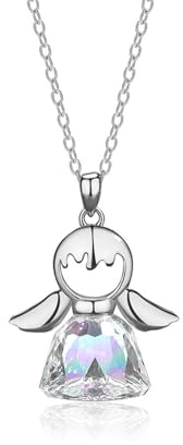 TOFBS Colgante Ángel Guardián Cristal Brillante Plata Collar Elegante Joya Delicada Adorno Celestial Accesorio Resplandeciente