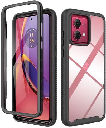 ESTH® Funda para Motorola Moto G84 5G [Protección Completa Anti-caída de 360°] Carcasa Transparente de Grado Militar con Protector de Pantalla Incorporada, Negro