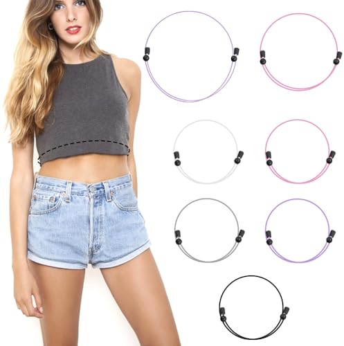 SENHAI 7 Pcs Crop Tuck Adjustable Bands, Shirt Tuck Band Elastic Band Tool - Stylish Elastic Bands für Pullover und Hemden, Transform The Way You Style Your Tops (3 Größe: S, M, L)
