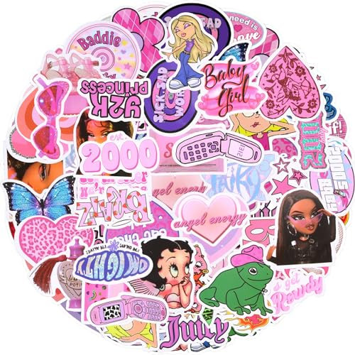 60PCS Girly Cute Stickers Pack, Waterproof Scrapbook Kawaii Stickers for Laptop, Phone, Water Bottle, Skateboard, Guitar - for Kids, Teen, Adult